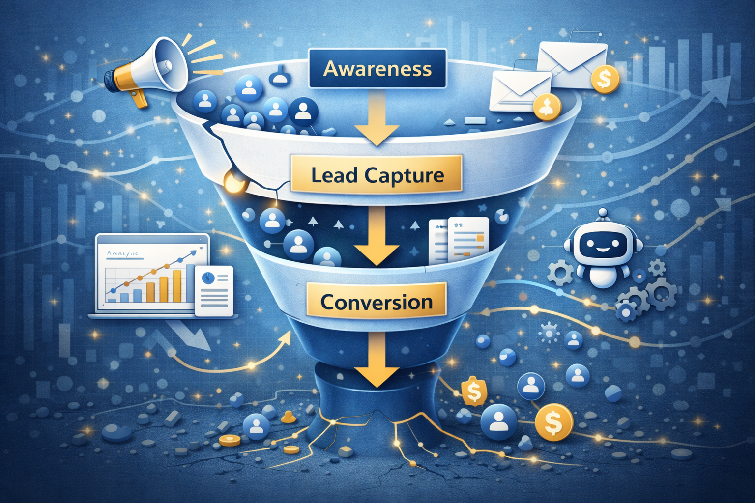 Funnel drop-off visualization