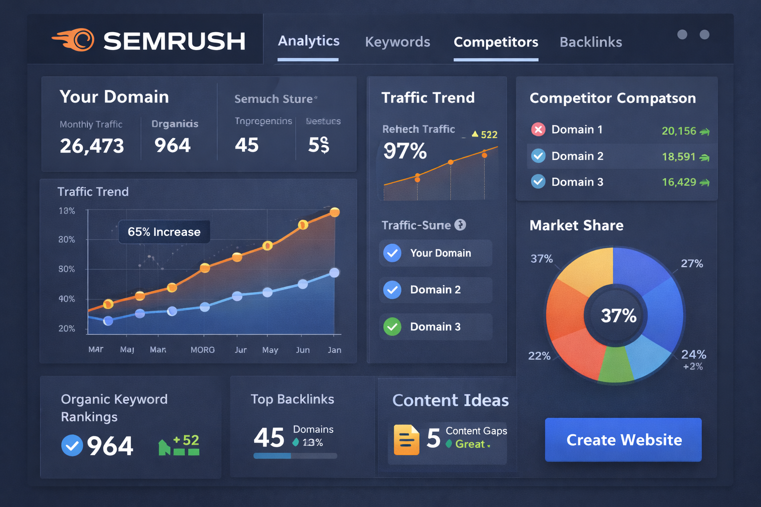 SEMrush Traffic and Competitor Analytics Screen