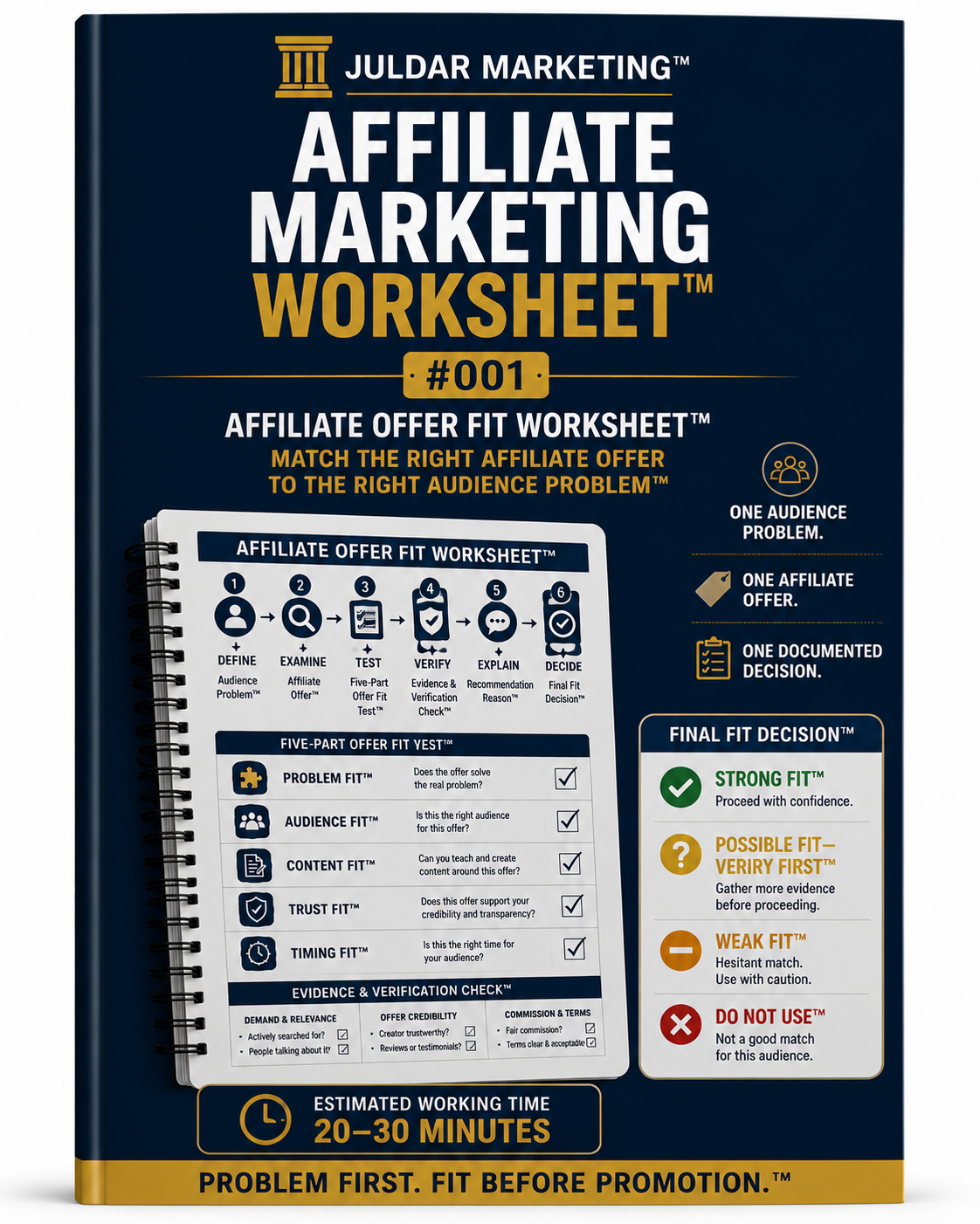 Affiliate Marketing Worksheet™ #001 — Affiliate Offer Fit Worksheet™